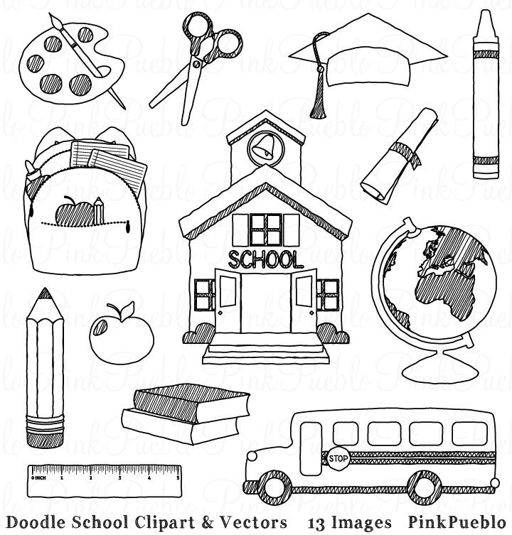 School Clipart Vector Doodle School Icons Symbols Hand Drawn Stadying Stock  Vector by ©9george 384466496