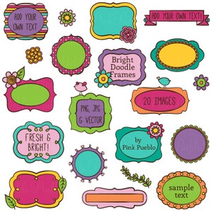 Doodle Frames Clipart Clip Art, Bright Doodle Frames Clip Art Clipart Vectors - Commercial and Personal