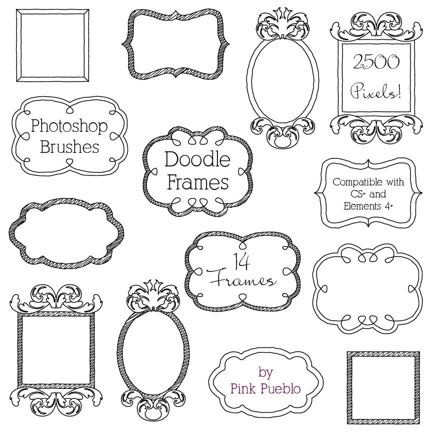 Doodle Frames Brushes Doodle Borders Etsy