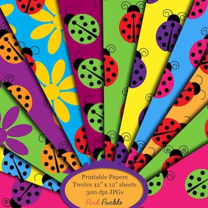 Ladybugs Digital Papers Ladybugs Printable Papers Ladybugs Scrapbooking Papers