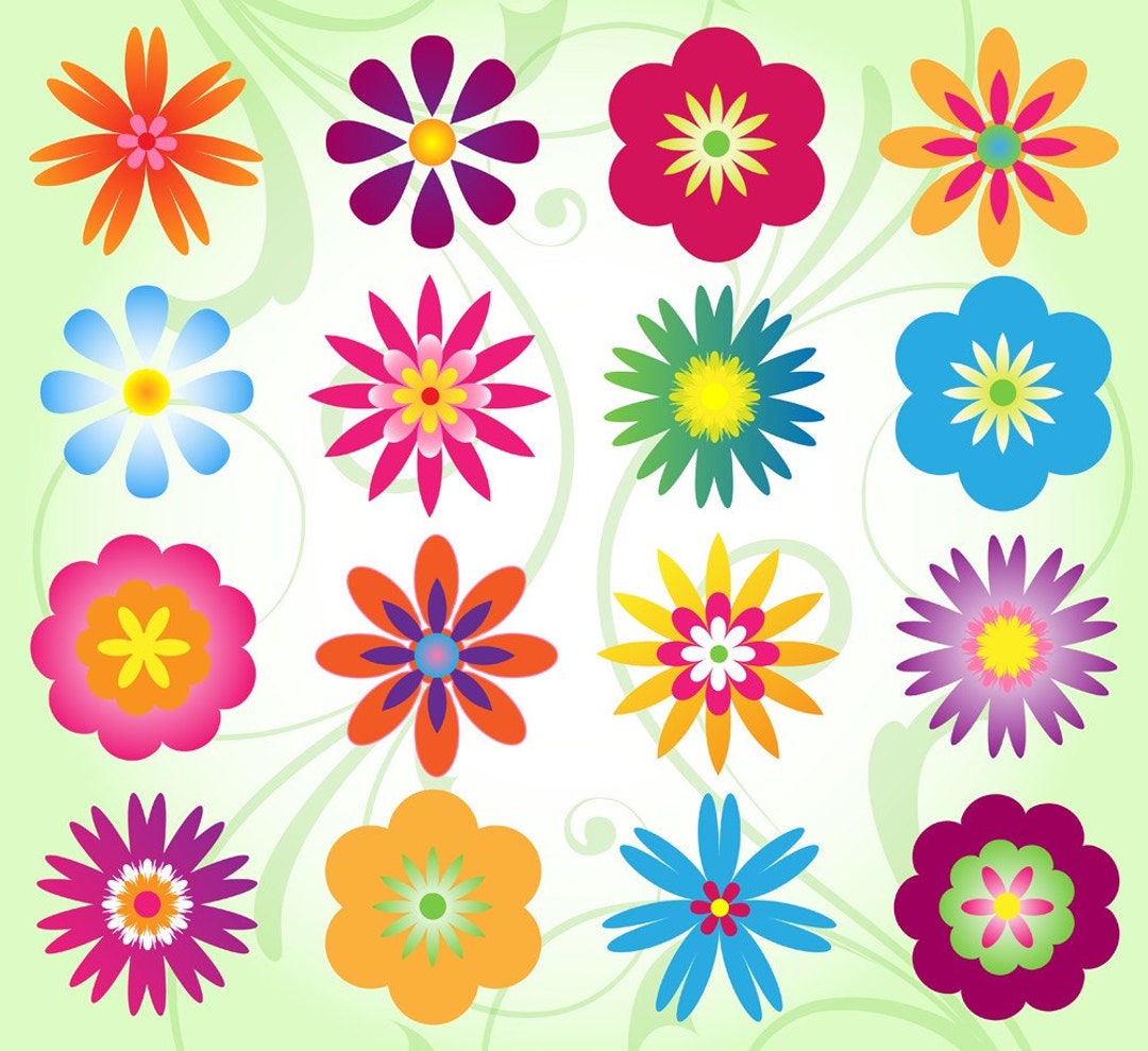 Flower Clip Art Clipart Mod Flower Clip Art Clipart - Etsy