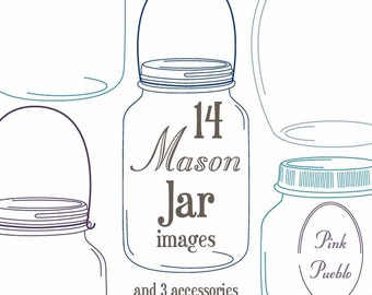 Mason Jars Clipart Clip Art - Commercial and Personal Use