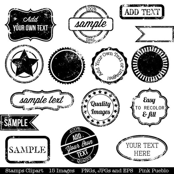 Stamps Clipart Clip Art Vintage Postage Badge Label Frame Etsy