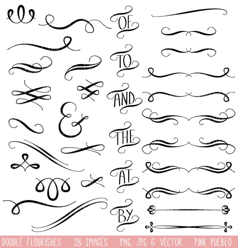 Hand Drawn Flourishes Clipart Clip Art Vectors Digital - Etsy