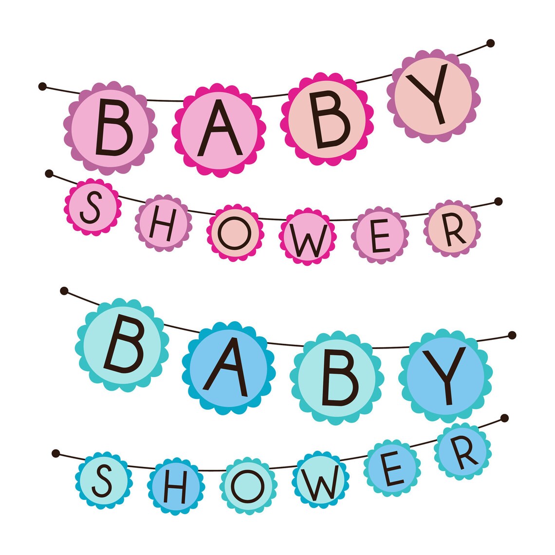 Bunting Clip Art Clipart Round Baby Shower Birthday Bunting - Etsy
