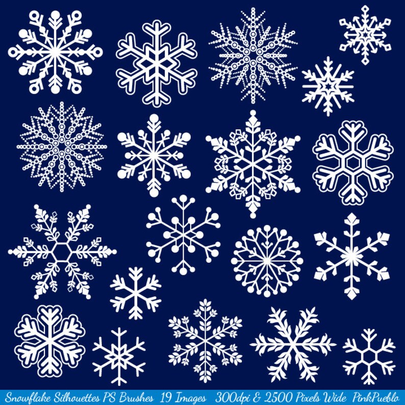 Snowflake Brushes Snowflake Silhouettes Etsy