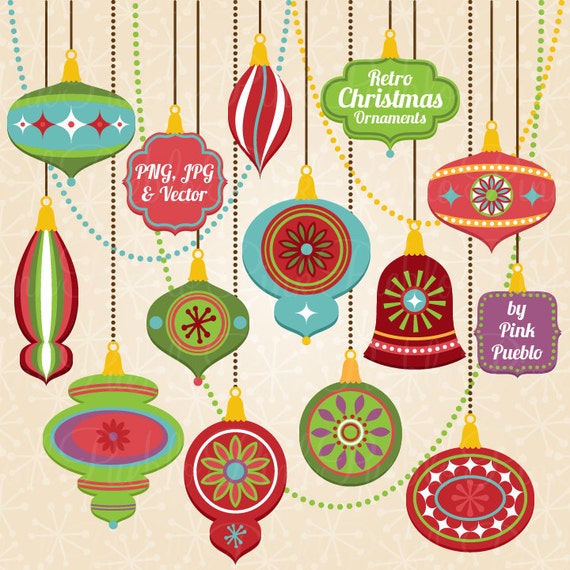 Retro Christmas Ornament Clipart Clip Art Vintage Christmas - Etsy