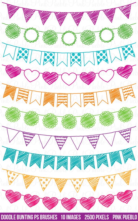 Doodle Bunting Photoshop Brushes Doodle Flag Banner Ribbon Etsy
