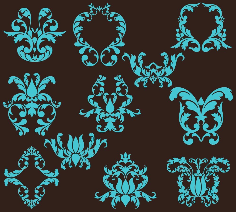 Damask Brushes Damask Elements Brushes Etsy