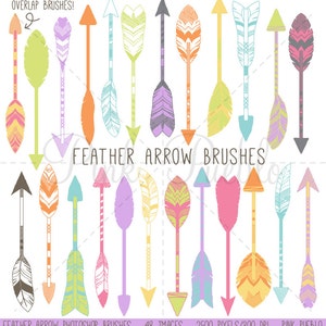 Tribal Feather Arrow Photoshop Brushes, Rustic Arrow Photoshop Brushes - Commercial and Personal Use