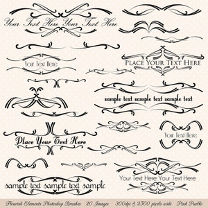 Flourishes Photoshop Brushes, Flourish Elements Swirls Photoshop Brushes - Commercial and Personal Use