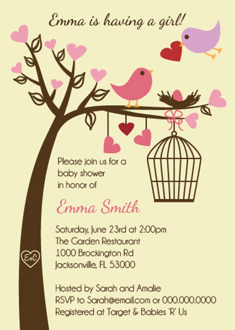 Love Birds Baby Shower Invitation Printable Digital | Etsy