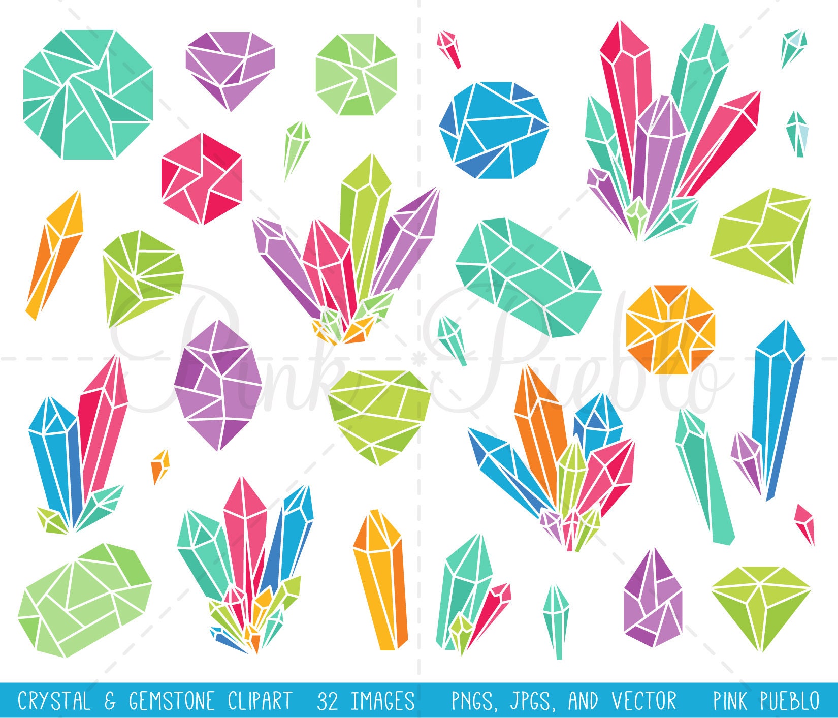 Bright Crystal Clipart Crystal Clip Art Gemstone Clipart - Etsy Australia