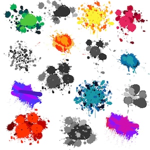 Paint Splatters Clip Art Clipart - Commercial and Personal