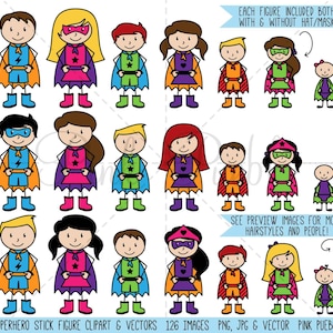 Superhero Stick Figure Clipart Clip Art, Stick People Clipart Clip Art, Stick Family Clip Art Clipart - Commercial and Personal Use