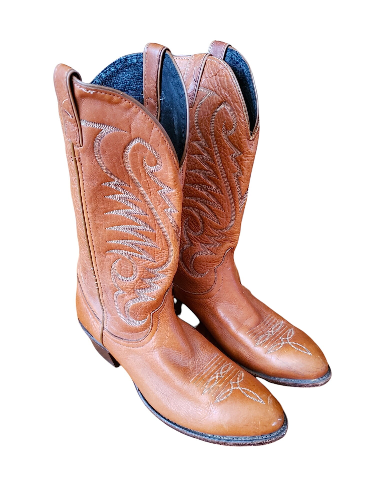 Schoenen Herenschoenen Laarzen Cowboy & Westernlaarzen Boots Cowboy Roper Vintage 1980s Black Leather Laredo Boots Men's 8 1/2 D 