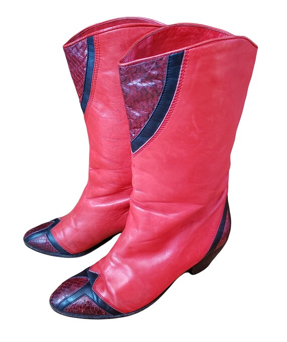 red leather boots size 6