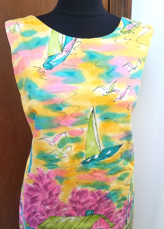Sleeveless Summer Cotton Dress Bold Print Made in