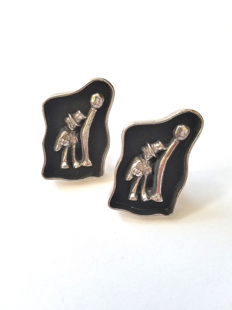 Swank Large Black and Silver Cufflinks Street Scene Gift Idea Shadow Box