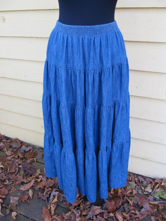 Blue Denim Prairie Skirt Size Medium 1980s | Etsy