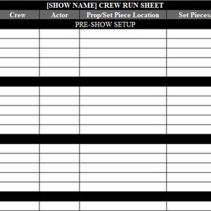 Stage Management Template Bundle - Digital Theatre Cue Sheets, Daily ...