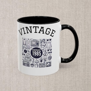 Vintage Accent Coffee Mug: Retro Ceramic Tea Cup, Unique Kitchen Decor