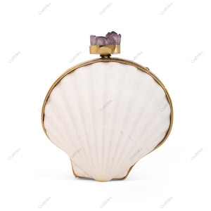 Original White Scallop Sea Shell Clutch Purse | Unique Bridal Shell Purse | Indian Mother of pearl Handbag | Shell minaudiere  Crossbody bag