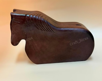 Handcrafted Teak Wood Horse Clutch Bag | Wooden Horse Box Clutch with Lining | Artisan Wooden Handbag | Luxury Unique Statement Purse