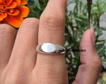 Anillo de sello ovalado de plata de ley 925: estilo bohemio minimalista.