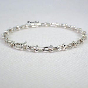 Sterling Silver Atom Ball Link Bracelet, Boho Hippie Style Jewelry