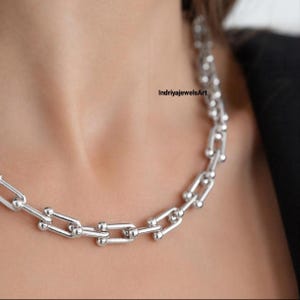 Tiffany Hardware Halskette-925 Sterling Silber Gliederkette.