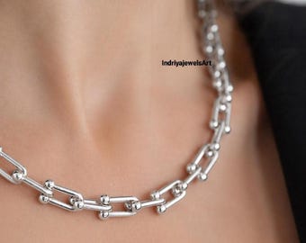 Collar Tiffany Hardware - Collar de eslabones de cadena de plata de ley 925.