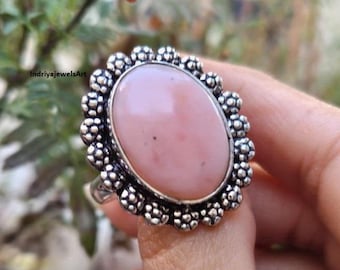 Pink Opal Vintage-Stil Ring | Handgefertigte Edelstein Schmuck.