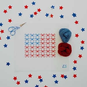 American Flag Bows Needlepoint Canvas