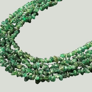 Green Jade Chip Beads Strand: Polished Irregular Nuggets, 34 Inches