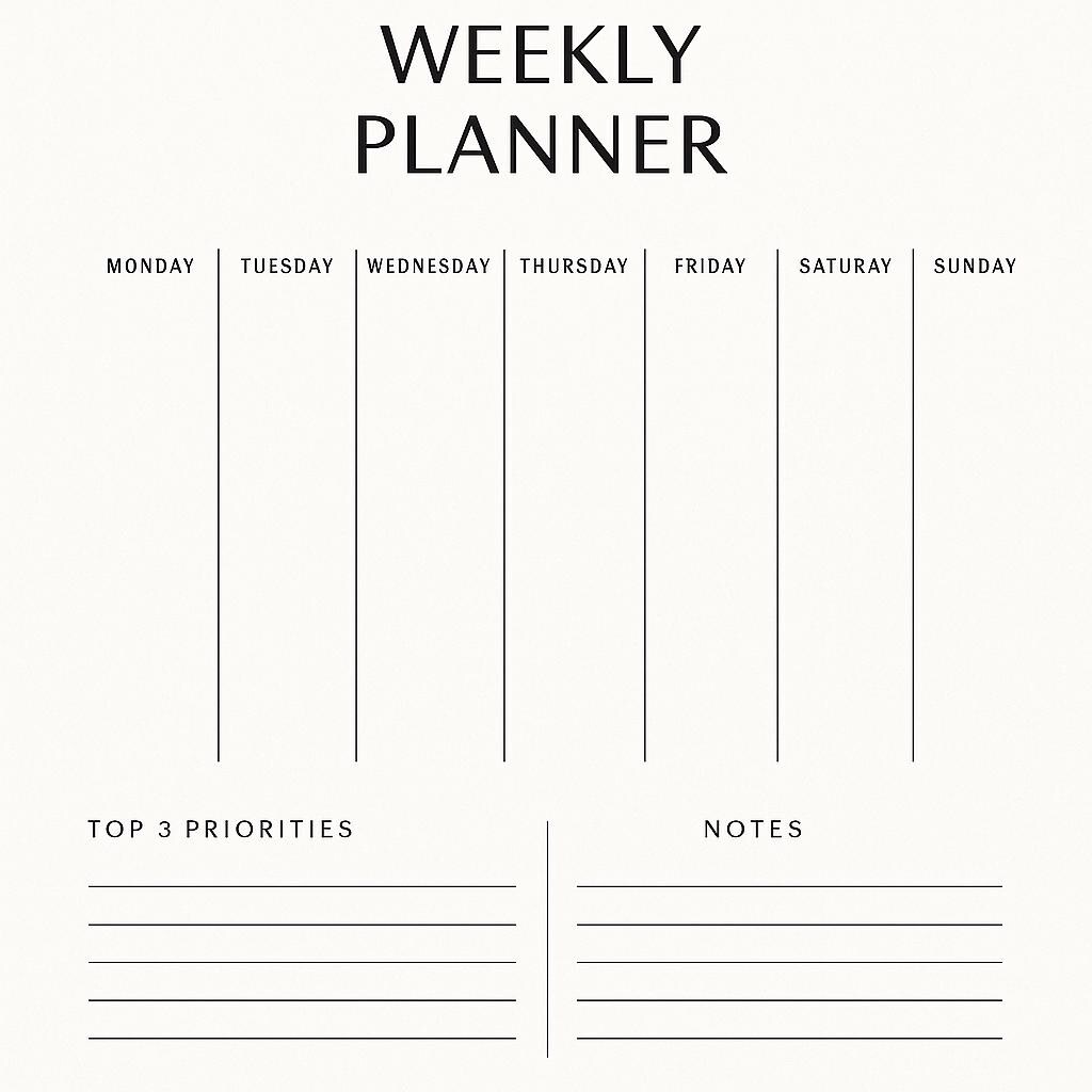 Minimalist Weekly Planner Printable | A4 & US Letter | Instant Download ...