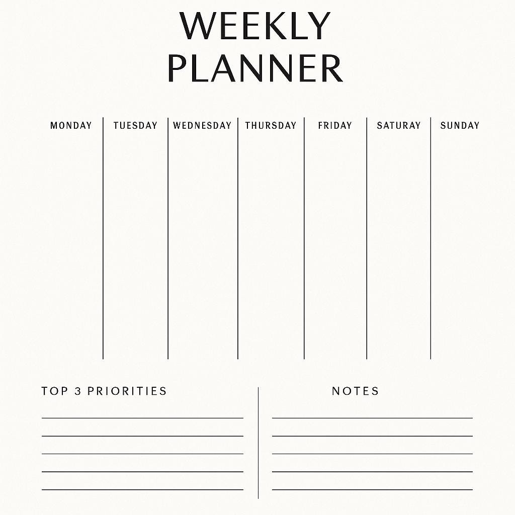 Minimalist Weekly Planner Printable | A4 & US Letter | Instant Download ...