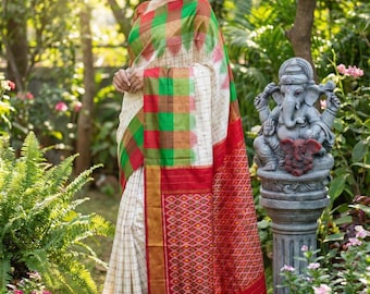 Handwoven Sambalpuri Ikat Silk Saree: Traditional Odisha Sari