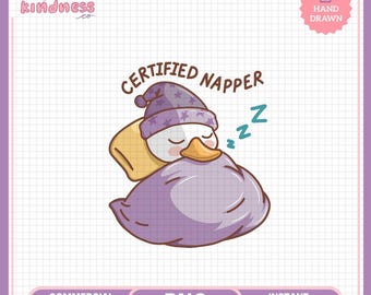 Cute Sleepy Duck PNG, Hand-Drawn Sticker Design (Digital Download)
