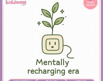 Mental Health Plant PNG, Self Care Sticker Clipart (Digital Download)