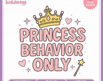 Prinsessans beteende PNG, estetiska klistermärken, T-shirts (digital nedladdning)