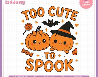 Cute Halloween Pumpkin PNG, Kawaii Clipart, Spooky Season (Digital Download)