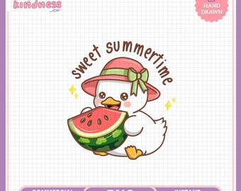 Sweet Summertime Duck PNG: Watermelon Summer Design (Digital Download)