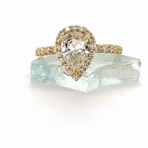 3 CT Pear Moissanite Engagement Ring: Solid Gold Anniversary Ring