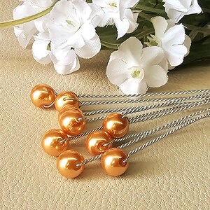 SUPPLY : 8mm Pearl,  pearl spray /  stems, wedding hair supplies, toppers, tiaras, bouquets, orange, silver non-tarnish wire