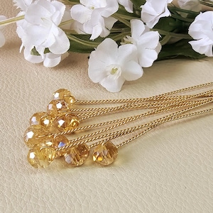 SUPPLY : 8mm Crystal, golden crystal spray / stems, wedding hair supplies, toppers, tiaras, bouquets, gold non-tarnish wire