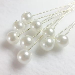 SUPPLY - 8mm white/ ivory pearl,  x30 pearl stems, 20-25-30cms variety - pearl spray, wedding supplies, bouquets, silver non-tarnish wire