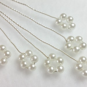 SUPPLY : 4mm Pearl,  spray / stems, wedding hair supplies, toppers, tiaras, bouquets, white, ivory, cream, silver non-tarnish wire