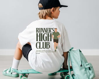 Maglietta Kids Runner's High Club, maglietta da corsa, maglietta da allenamento per mezza maratona, maglietta da maratoneta, regalo divertente per ragazzi, corridori e joggers