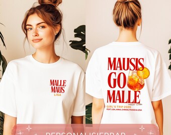 Customized Mausis Go Malle Shirt Women, Girls Trip Shirt Custom, Mallorca Vacation Shirt, Party Shirt, Name Travel Tee, Summer Trip Shirt